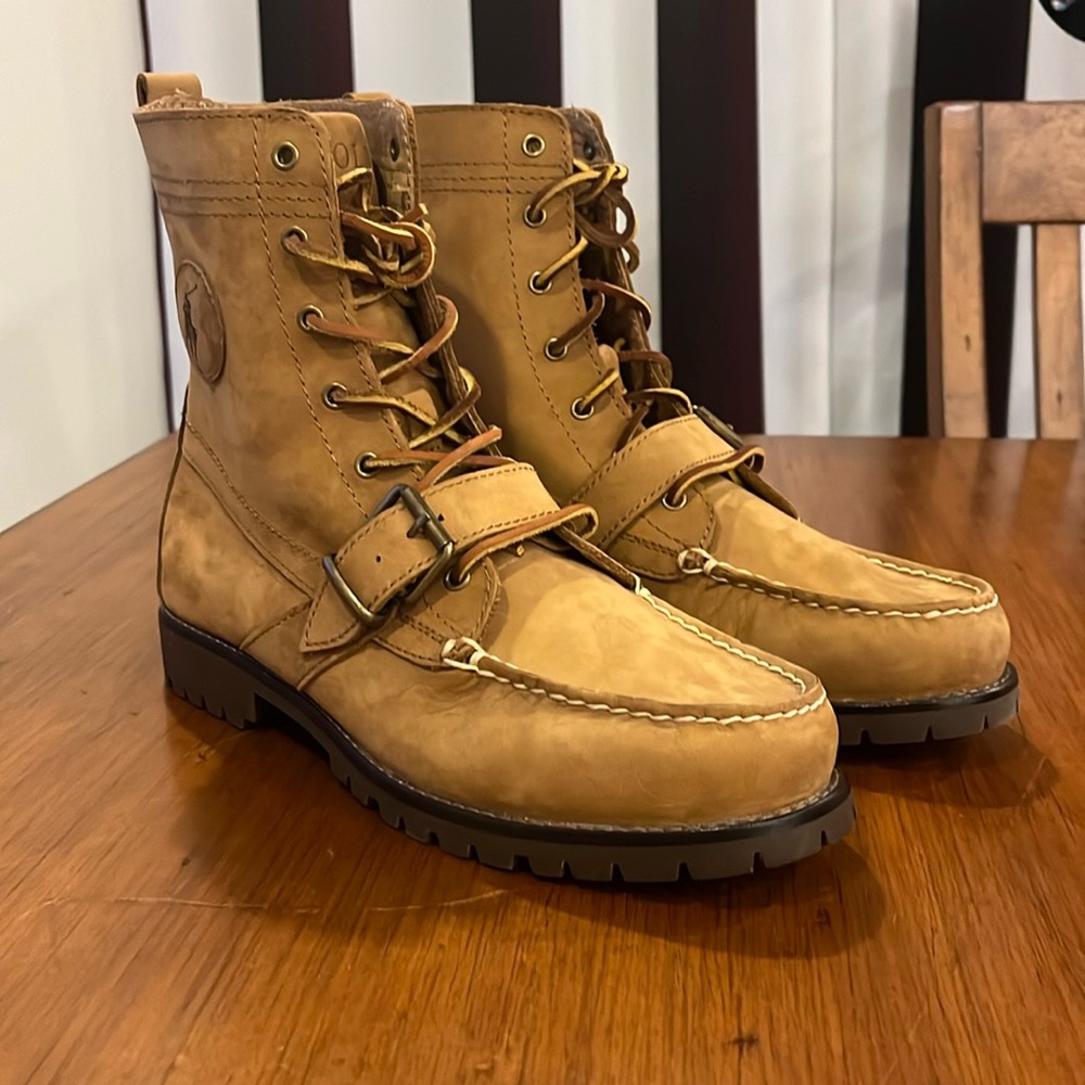 Polo Ranger Cookie Boots Tan Nubuck Leather new Mens Size 10.5